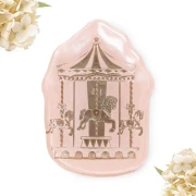 Bomboniera Ciotola a forma di carosello rosa in Vetro con decori dorati - Alta Qualità