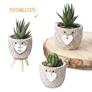 Bomboniere 2027 Linea Decoro Portapiantina con cuore decorati Personalizzabile