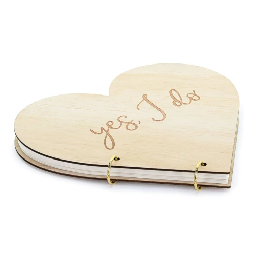 Guest book matrimonio originale in legno a Cuore \"Yes i do\"
