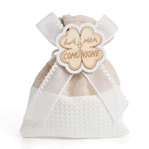 Bomboniere Comunione 2026 Linea Quadrifoglio Sacchettino Piatto Portaconfetti