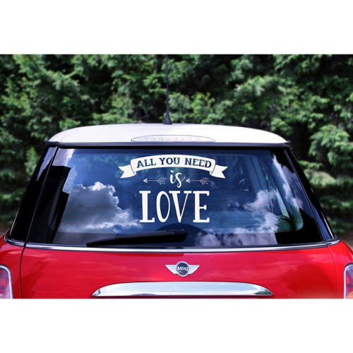 Adesivo per decorare auto sposi "All You Need is Love"