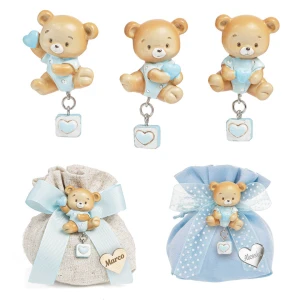 Bomboniere Battesimo e Nascita Bimba 2026 Magnete Orsetto Celeste in resina
