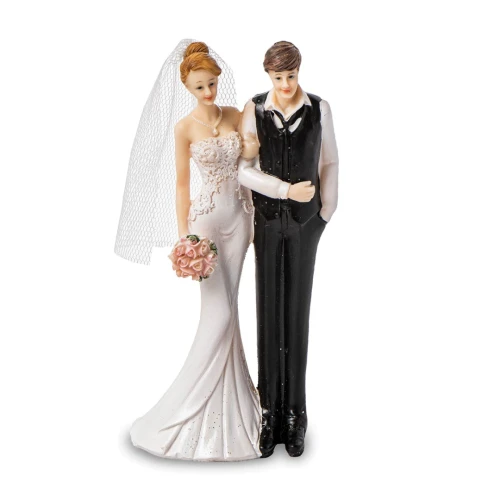 Cake Topper Matrimonio Sposi abbracciati dettagli bianchi e neri