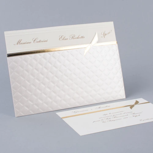 Partecipazione Nozze Elegante con dettagli oro - Pochette