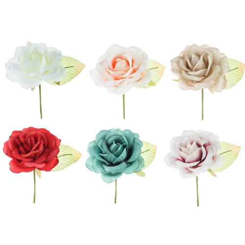 Rose in tessuto per Bomboniere fai da te 6x13 cm