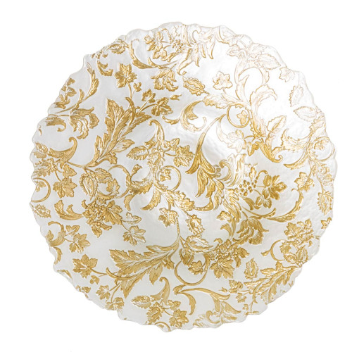 Centrotavola floreale perla e oro diametro 40 cm