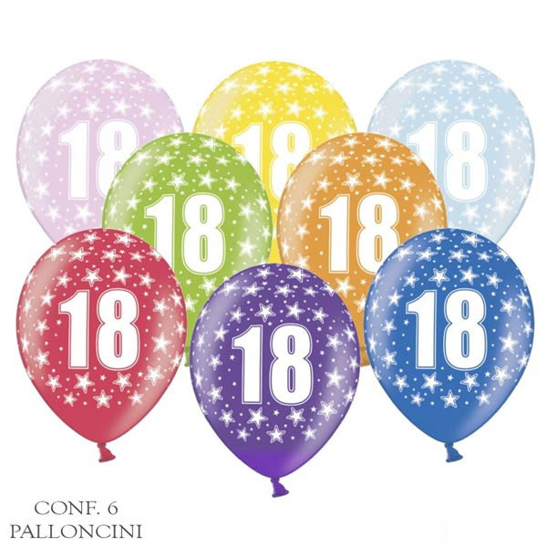 palloncini 18 diciottesimo compleanno colorati 6 pezzi