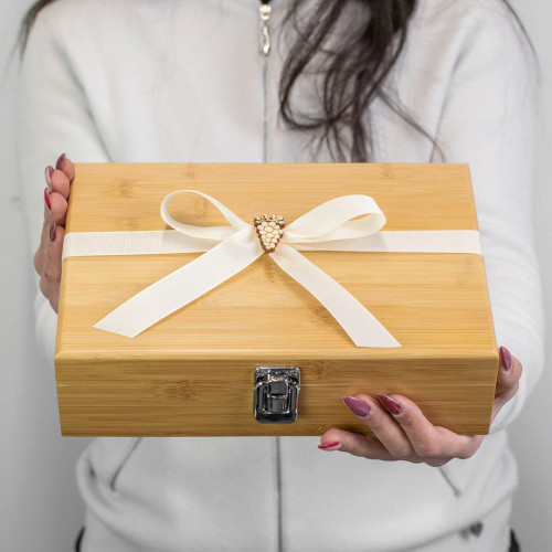 Regalo tema vino scatola per bottiglia di vino bamboo personalizzabile con accessori
