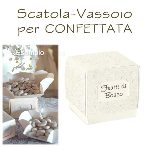SCATOLA - VASSOIO portaconfetti per confettata con scritta GUSTO