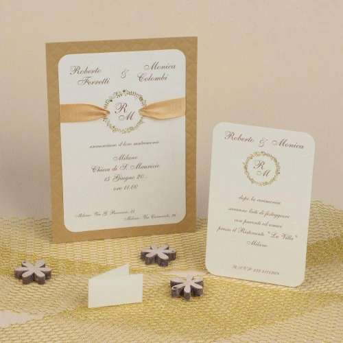 Partecipazioni Matrimonio Originale in Kraft - Elvira