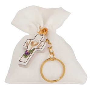 Bomboniere Prima Comunione 2026 Linea Clip Sacchettino portaconfetti con portachiavi