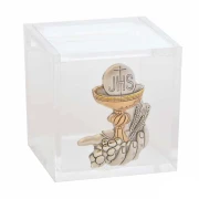 bomboniera scatolina plexiglass placca argento simbolo calice comunione 