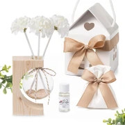 Bomboniera Profumatore con Ampolla Sferica in Vetro e Fiori