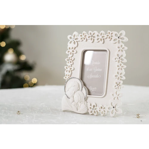 Idea regalo portafoto in marmo con Sacra Famiglia