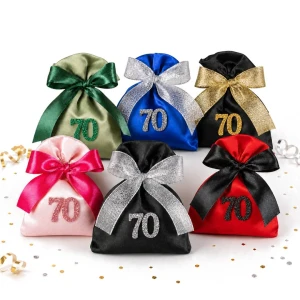 Sacchetto 70 Settantesimo Compleanno con Numero 70 Glitter