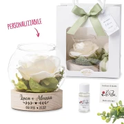 Profumatore  con Rosa e Base in legno personalizzabile