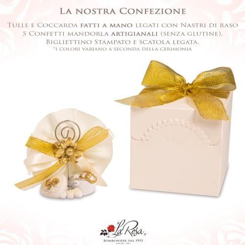 Bomboniera Nozze oro, clip portafoto con doppio cuore e numero 50 decorati a mano, idea originale come bomboniera per 50° anniversario di nozze