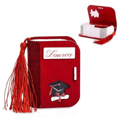 Bomboniere Laurea scatolina libro legno Portaconfetti