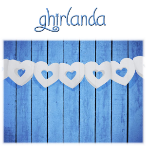 ghirlanda con cuori bianchi 3 m