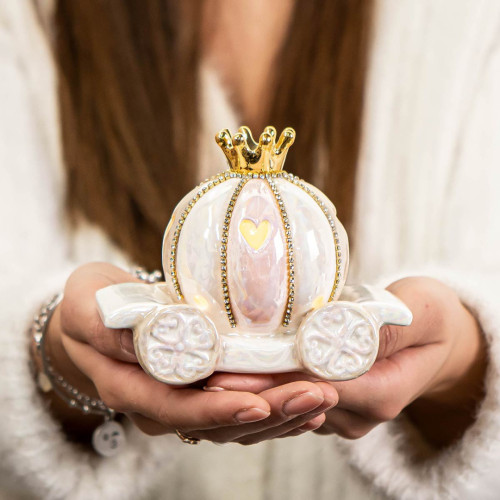 Bomboniere Carrozza Rosa con corona a Led in ceramica OFFERTISSIMA
