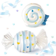 Bomboniera 2027 Battesimo e Nascita Maschio LED Candy & Lollipop in Porcellana Luce LED