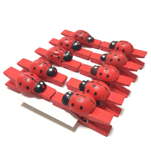 mollette rosse con coccinelle conf. 10 pezzi