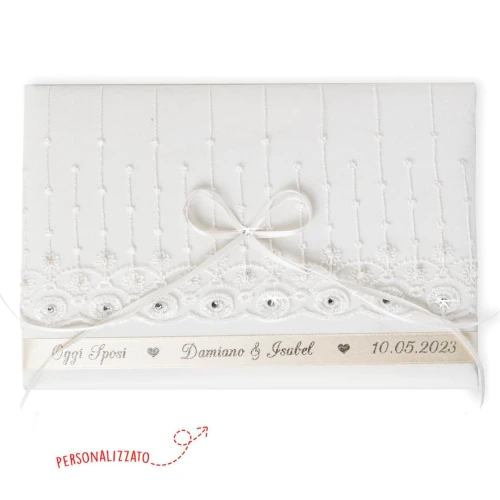 Guest book in pizzo con strass Personalizzato