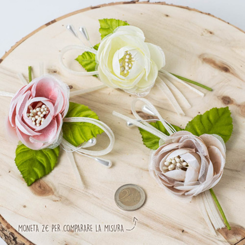 Fiore Pick Rosa per decorazione o confezionamento bomboniere