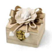 Ultimi 11 bomboniere scatolina legno con angelo in gesso