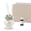 Bomboniere Nozze d\'oro Stock Profumatore con base rialzata Standard in porcellana con fiore argento