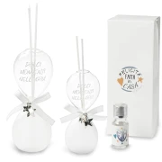 Bomboniere 2026 Linea Due Stelle Profumatore Clessidra in vetro con fiocco e ciondolo stelline