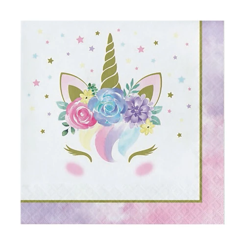 20 Tovaglioli di carta 33x33 Festa a Tema Unicorno