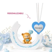Bomboniera 2027 Profumatore Battesimo Nascita Maschio Linea Palla Celeste Personalizzabile