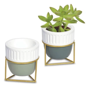 Bomboniere Solidali Quadrifoglio Linea Eterno 2026 Vaso portapiantina in terracotta con stand in metallo