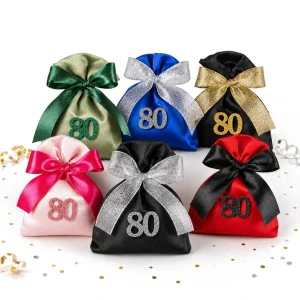 Sacchetto 80 Ottantesimo Compleanno con Numero 80 Glitter