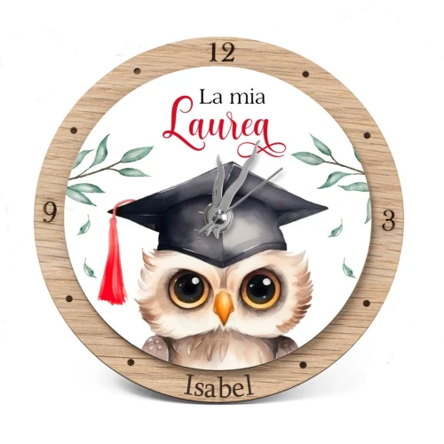 Bomboniere Laurea con Gufetto Laureato Orologio Personalizzato