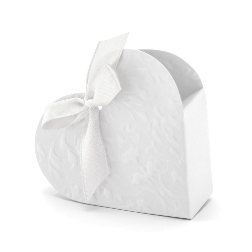 10 scatoline porta confetti a cuore con nastro bianca
