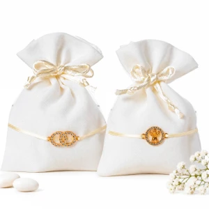Sacchetti Portaconfetti con applicazione fedi o angelo con strass