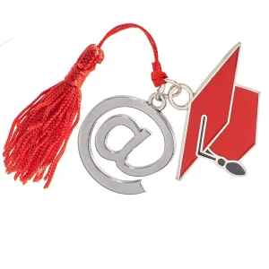 Bomboniere Laurea 2027 Ciondoli in zama cappellino e ciondolo Informatica con nappina rossa