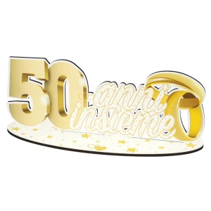 Decorazione da tavolo "50 Anni Insieme" per Nozze d'Oro con fedi