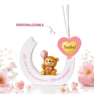 Bomboniera 2026 Profumatore Battesimo Nascita Femmina Linea Palla Rosa Personalizzabile