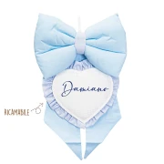 Fiocco Nascita rosa per nascita bimbo con cuore ricamabile