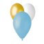 50 Palloncini per battesimo e nascita maschio stile chic - Celeste Oro e Bianchi