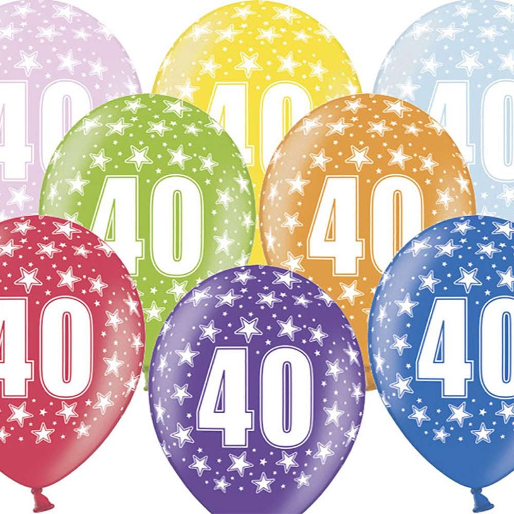 palloncini numero 40 anni compleanno colorati 6 pezzi