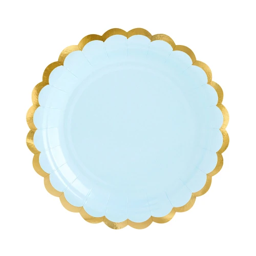 6 Piatti di carta 18 cm colore Celeste