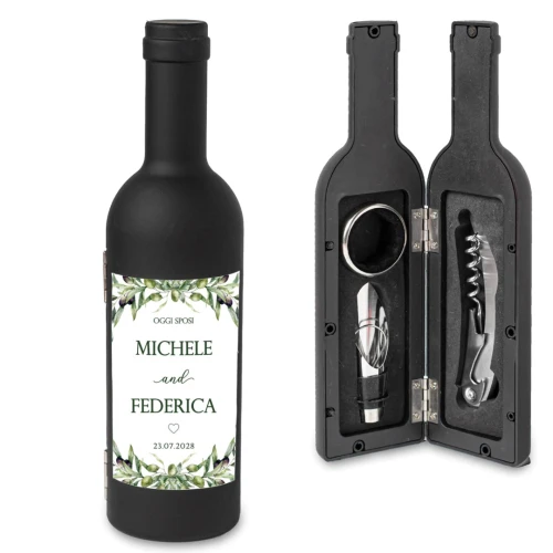Idea Bomboniera Utile Tema Ulivo Bottiglia di Vino Set accessori Vino