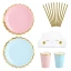 Coordinato Tavola Festa Baby Shower Rosa e Celeste finiture oro