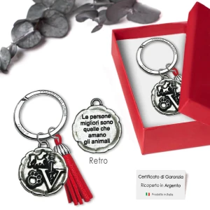 Bomboniere Laurea in Medicina Veterinaria Portachiavi in argento