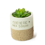 Bomboniera Vaso Porta Piantina Grande in Terracotta con Scritte e Spago