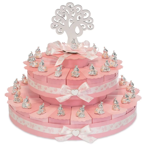 Torta Bomboniere Originale con Coccinelle da 35 fette rosa
